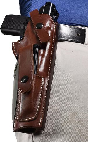 حافظة MK 22 من الجلد الآمن من BlueStone مع حقيبة Mag متوافقة مع مسدسات Ruger MK I وII وIII وIV مع برميل 5.5 بوصة | حافظة مسدس جلدية متوافقة مع مسدس مارك 22 | (صحيح، الماهوجني in Kuwait
