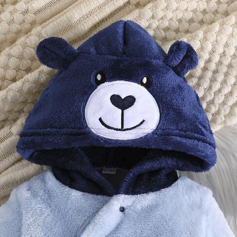 Newborn Baby Winter Hooded Romper Fleece Snowsuit Jumpsuit Outfits 0-18 Months in Saudi Arabia