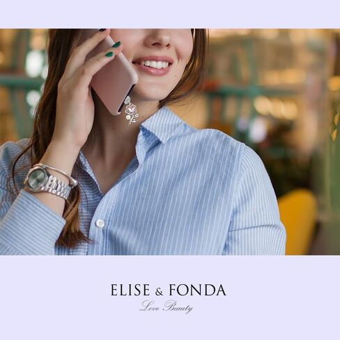 ELISE & FONDA TP444 Type-C منفذ شحن USB كريستال مضاد للغبار قابس صغير للهاتف الخلوي على شكل زهرة لهواتف iPhone 15 /Samsung/OnePlus/Xiaomi/oppo Android (وردي) in Kuwait