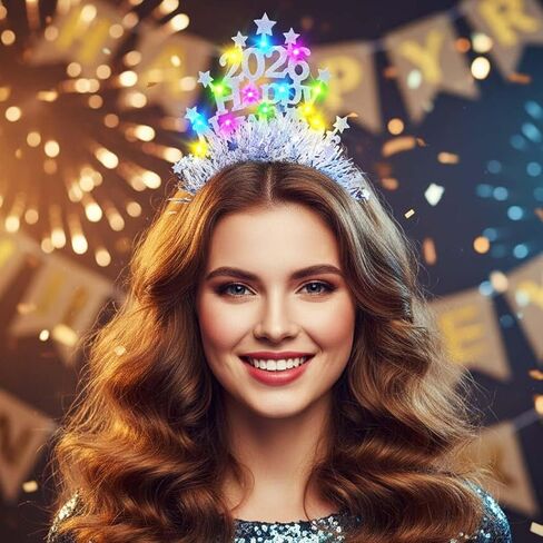 DRESBE Light Up 2026 Happy New Year Headband New Year Eve Glow Party Hair Accessories for Women in Saudi Arabia