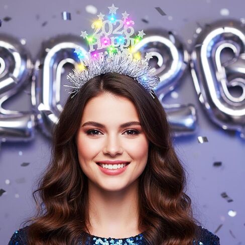 DRESBE Light Up 2026 Happy New Year Headband New Year Eve Glow Party Hair Accessories for Women in Saudi Arabia