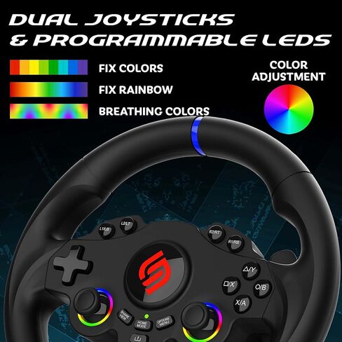 SUBSONIC - Superdrive 220 RS-5 Steering Wheel - PS5 Racing Wheel with Dual Joysticks, 180° Rotation, Pedals and Paddles. Compatible with PS5 and PC - Black in Saudi Arabia