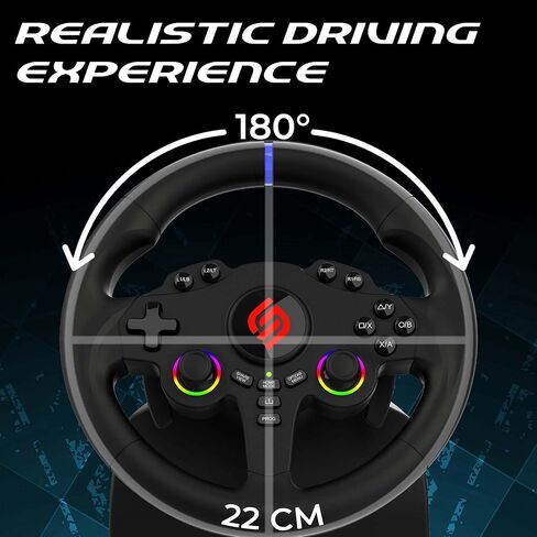 SUBSONIC - Superdrive 220 RS-5 Steering Wheel - PS5 Racing Wheel with Dual Joysticks, 180° Rotation, Pedals and Paddles. Compatible with PS5 and PC - Black in Saudi Arabia