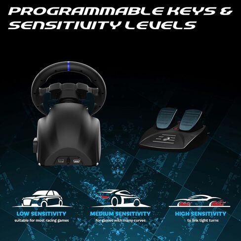 SUBSONIC - Superdrive 220 RS-5 Steering Wheel - PS5 Racing Wheel with Dual Joysticks, 180° Rotation, Pedals and Paddles. Compatible with PS5 and PC - Black in Saudi Arabia