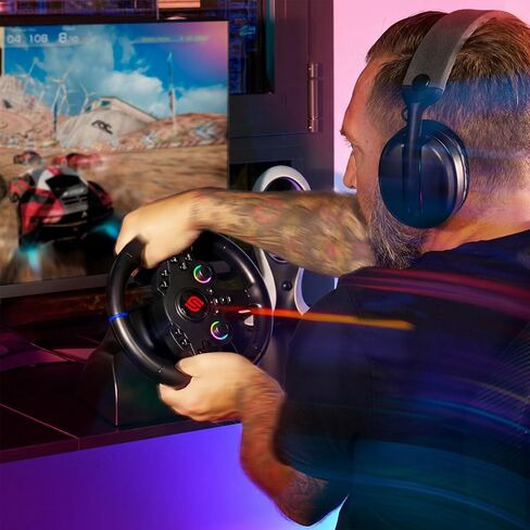 SUBSONIC - Superdrive 220 RS-5 Steering Wheel - PS5 Racing Wheel with Dual Joysticks, 180° Rotation, Pedals and Paddles. Compatible with PS5 and PC - Black in Saudi Arabia