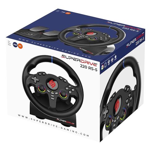 SUBSONIC - Superdrive 220 RS-5 Steering Wheel - PS5 Racing Wheel with Dual Joysticks, 180° Rotation, Pedals and Paddles. Compatible with PS5 and PC - Black in Saudi Arabia