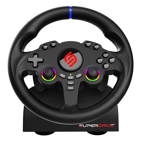 SUBSONIC - Superdrive 220 RS-5 Steering Wheel - PS5 Racing Wheel with Dual Joysticks, 180° Rotation, Pedals and Paddles. Compatible with PS5 and PC - Black in Saudi Arabia