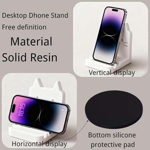 حامل هاتف شخصي للمكتب بفتحتين، حامل هاتف وجه مبتسم لطيف مخصص للمكتب، حامل هاتف محمول من الراتنج الحقيقي الثقيل للهواتف الذكية، iPad، الكمبيوتر اللوحي، السفر، المنزل، المكتب، أبيض in Kuwait