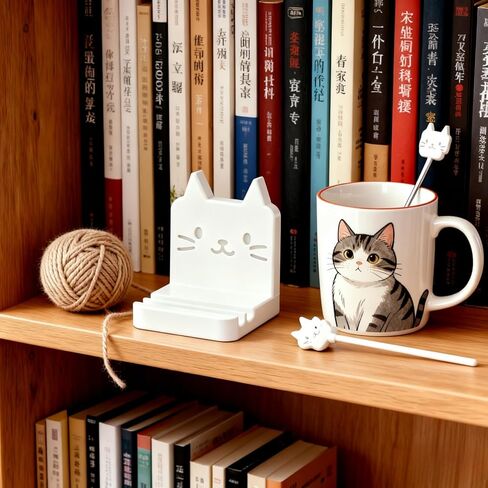 حامل هاتف شخصي للمكتب بفتحتين، حامل هاتف وجه مبتسم لطيف مخصص للمكتب، حامل هاتف محمول من الراتنج الحقيقي الثقيل للهواتف الذكية، iPad، الكمبيوتر اللوحي، السفر، المنزل، المكتب، أبيض in Kuwait