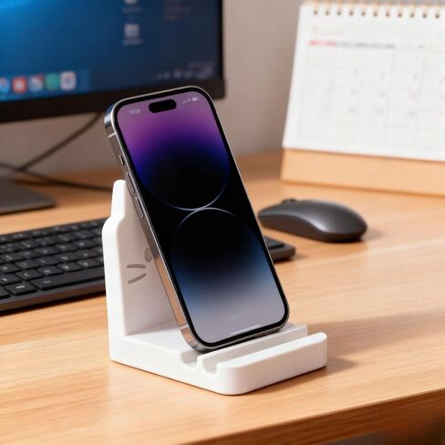 حامل هاتف شخصي للمكتب بفتحتين، حامل هاتف وجه مبتسم لطيف مخصص للمكتب، حامل هاتف محمول من الراتنج الحقيقي الثقيل للهواتف الذكية، iPad، الكمبيوتر اللوحي، السفر، المنزل، المكتب، أبيض in Kuwait