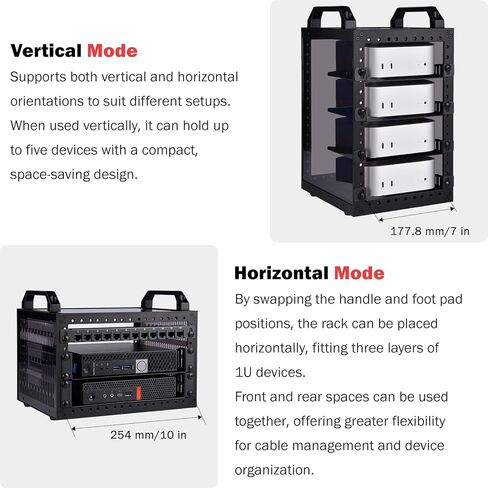 GeeekPi DeskPi RackMate TT Mini Server Cabinet & 0.5U Brush Cable Manager & 0.5U 7-Port Patch Panel & 4PCS Cat6A Ethernet Cable (أسود) in Saudi Arabia