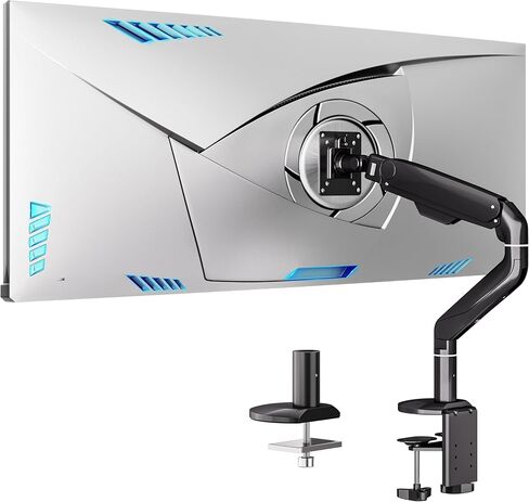 حامل شاشة من الألومنيوم من BIZUM، ذراع شاشة من 17 إلى 43 بوصة، حامل شاشة قابل للتعديل يصل إلى 33 رطلًا مع مشبك وقاعدة جروميت، VESA 75x75/100x100 ملم أسود in Kuwait