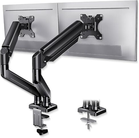 Dual Monitor Arm Desk Mount – Adjustable Gas Spring Monitor Stand for 13"–34" Screens, Full Motion Swivel, Tilt & Rotation, Heavy Duty VESA Mount for Gaming, Programming, and Office Setup in Saudi Arabia