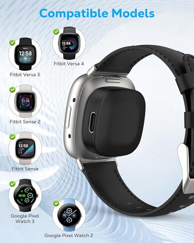 محول شاحن MoKo USB C لساعة Fitbit، قاعدة شحن من النوع C لساعة Versa 4/Versa 3/Sense 2/Sense/Google Pixel Watch 3/2، بديل كابل شحن مغناطيسي محمول لمكتب السفر المنزلي، أسود in Kuwait