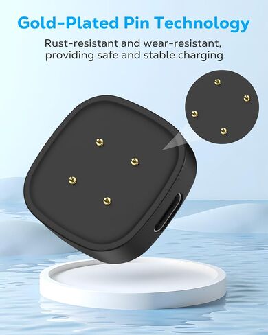 محول شاحن MoKo USB C لساعة Fitbit، قاعدة شحن من النوع C لساعة Versa 4/Versa 3/Sense 2/Sense/Google Pixel Watch 3/2، بديل كابل شحن مغناطيسي محمول لمكتب السفر المنزلي، أسود in Kuwait