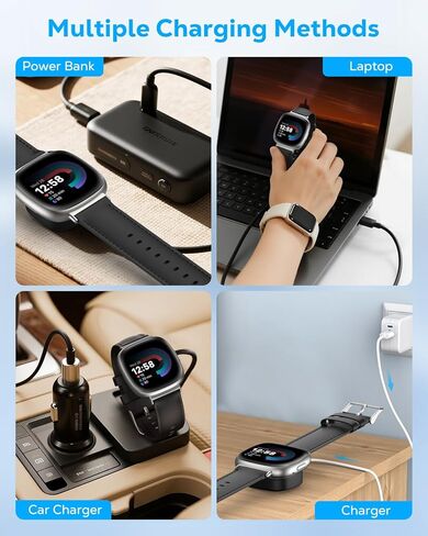 محول شاحن MoKo USB C لساعة Fitbit، قاعدة شحن من النوع C لساعة Versa 4/Versa 3/Sense 2/Sense/Google Pixel Watch 3/2، بديل كابل شحن مغناطيسي محمول لمكتب السفر المنزلي، أسود in Kuwait