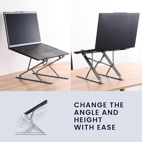 kwmobile Laptop Stand - Adjustable Laptop Riser, Holder - Aluminium Portable DJ, Gaming Stand - Foldable Lap Top, Notebook Desk Stands - Folding Computer Accessories in Kuwait