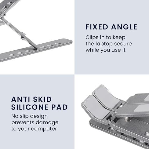 kwmobile Laptop Stand - Adjustable Laptop Riser, Holder - Aluminium Portable DJ, Gaming Stand - Foldable Lap Top, Notebook Desk Stands - Folding Computer Accessories in Kuwait