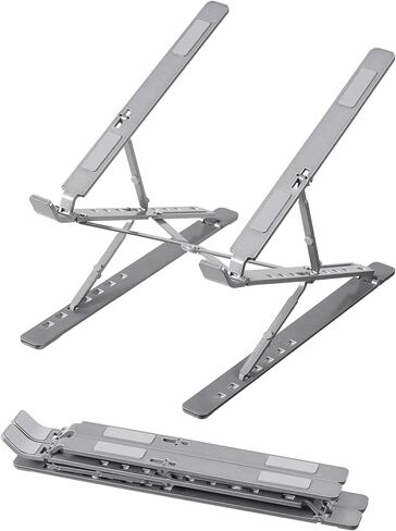 kwmobile Laptop Stand - Adjustable Laptop Riser, Holder - Aluminium Portable DJ, Gaming Stand - Foldable Lap Top, Notebook Desk Stands - Folding Computer Accessories in Kuwait