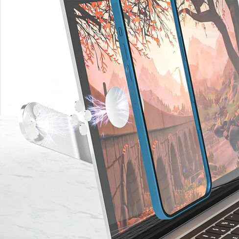 Adjustable Laptop Stand, Magnetic Phone Holder for Laptop Designed, Adjustable Phone Monitor Side Mount, Slim Portable Foldable Computer Expansion Bracket (Blue) in Saudi Arabia