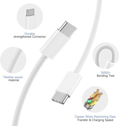 كتلة شاحن USB C سريع لهاتف iPhone 17 16 15,10FT طويلة 3 حزم USBC إلى كابل USBC سلك iPad 20W قابس سفر شحن سريع كابل مضفر لهاتف iPhone 17 Air/Pro/Max/16 Pro/Plus/15/15 Pro/Pro Max، iPad Pro in Kuwait