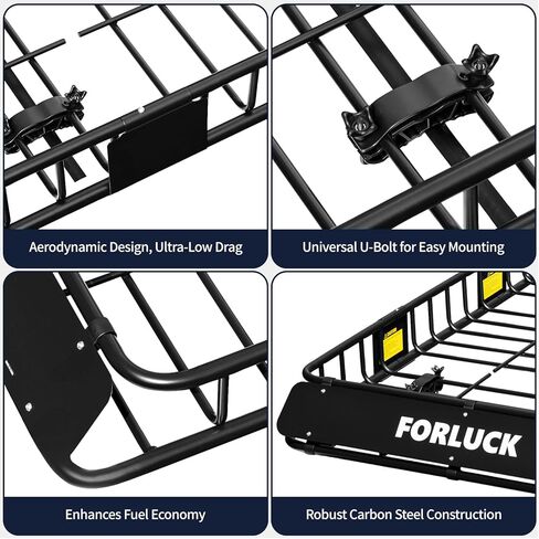 Forluck 64 × 39 × 6 بوصة حامل بضائع عالمي بوزن 250 رطلًا، حامل بضائع على السطح مع ملحق، حامل أمتعة علوي للسيارة لسيارات الدفع الرباعي والشاحنات أو تخزين التخييم RV، هيكل فولاذي in Kuwait