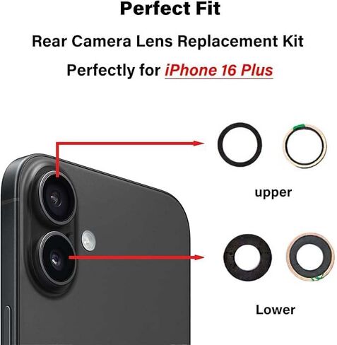 16 Plus Back Camera Glass Lens Replacement for iPhone 16 Plus Rear Camera Glass Replacement kit Compatible for iPhone 16 Plus with Adhesive Pre-Installed and Repairing Toolkits in Saudi Arabia