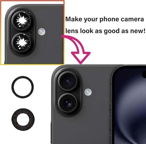 16 Plus Back Camera Glass Lens Replacement for iPhone 16 Plus Rear Camera Glass Replacement kit Compatible for iPhone 16 Plus with Adhesive Pre-Installed and Repairing Toolkits in Saudi Arabia