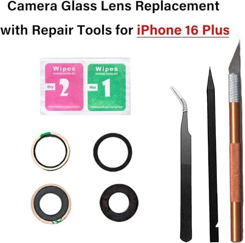 16 Plus Back Camera Glass Lens Replacement for iPhone 16 Plus Rear Camera Glass Replacement kit Compatible for iPhone 16 Plus with Adhesive Pre-Installed and Repairing Toolkits in Saudi Arabia