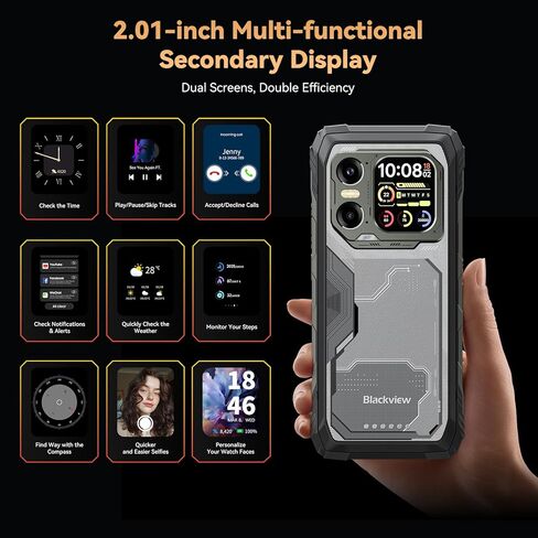 Blackview XPLORE 1 AI 5G هاتف متين غير مقفل Android 15، بطارية 20000 مللي أمبير في الساعة 36 جيجابايت + 256 جيجابايت / TF 2 تيرابايت، 6.78 بوصة 2.4K 120 هرتز، هاتف ذكي متين كبير، 64 ميجابكسل + 20 ميجابكسل رؤية ليلية IP69K مقاوم للماء ثنائي شريحة الاتصال N in Saudi Arabia