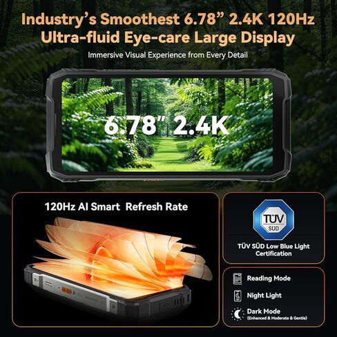 Blackview XPLORE 1 AI 5G هاتف متين غير مقفل Android 15، بطارية 20000 مللي أمبير في الساعة 36 جيجابايت + 256 جيجابايت / TF 2 تيرابايت، 6.78 بوصة 2.4K 120 هرتز، هاتف ذكي متين كبير، 64 ميجابكسل + 20 ميجابكسل رؤية ليلية IP69K مقاوم للماء ثنائي شريحة الاتصال N in Saudi Arabia