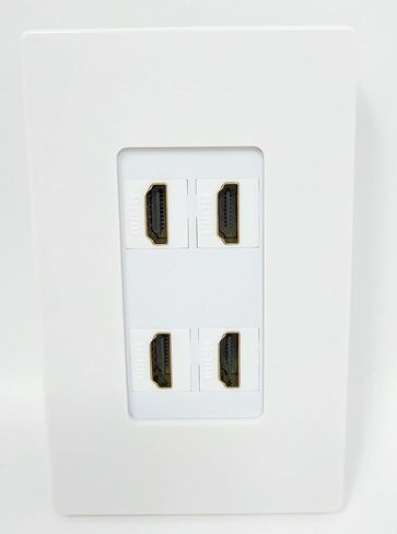 RiteAV - 4 Port HDMI 2.0 Screwless Decorative Wall Plate (White) in Saudi Arabia