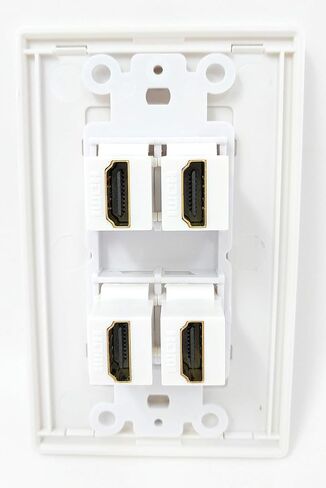 RiteAV - 4 Port HDMI 2.0 Screwless Decorative Wall Plate (White) in Saudi Arabia