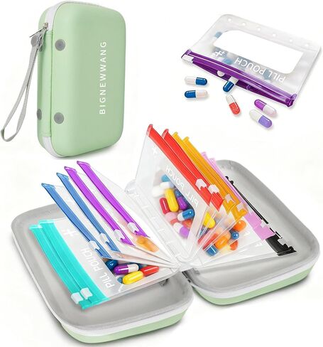 Extra Large Weekly Pill Organizer Set, Reusable Pill Bags with 14 Coded Pouches for Home and Travel, 7 Day with AM PM Large Storage Portable Medicine Pill Case for Fish Oils, Vitamins in Saudi Arabia