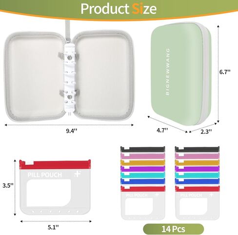 Extra Large Weekly Pill Organizer Set, Reusable Pill Bags with 14 Coded Pouches for Home and Travel, 7 Day with AM PM Large Storage Portable Medicine Pill Case for Fish Oils, Vitamins in Saudi Arabia