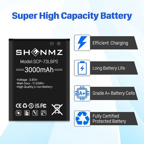 بطارية SHENMZ SCP-73LBPS، [3000 مللي أمبير] استبدال بطارية فائقة السعة 0 دورة لهاتف Kyocera DuraXV Extreme E4810 Verizon Flip in Saudi Arabia