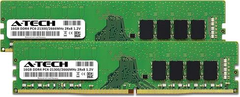 استبدال ذاكرة الوصول العشوائي A-Tech سعة 32 جيجابايت (2 × 16 جيجابايت) لـ CT2K16G4DFD8266 | وحدات ذاكرة سطح المكتب DDR4 2666 ميجا هرتز PC4-21300 (PC4-2666V) CL19 UDIMM 2Rx8 1.2V غير ECC DIMM 288-Pin in Saudi Arabia