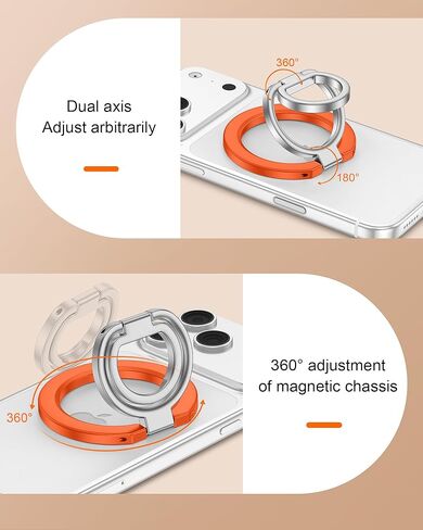 حامل بمقبض هاتف iPhone 17 Pro MagSafe، حامل حلقي مغناطيسي مزدوج الجوانب للهاتف، مسند MagSafe لهاتف iPhone Air 16 15 14 13، حامل للسيارة، حامل مغناطيسي دوار 360 درجة، حامل آمن بحلقة الإصبع in Kuwait