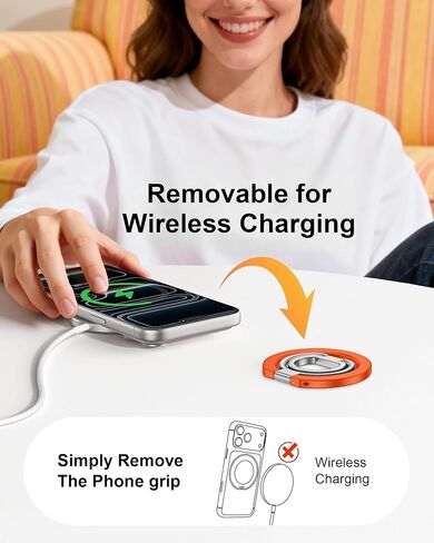 حامل بمقبض هاتف iPhone 17 Pro MagSafe، حامل حلقي مغناطيسي مزدوج الجوانب للهاتف، مسند MagSafe لهاتف iPhone Air 16 15 14 13، حامل للسيارة، حامل مغناطيسي دوار 360 درجة، حامل آمن بحلقة الإصبع in Kuwait