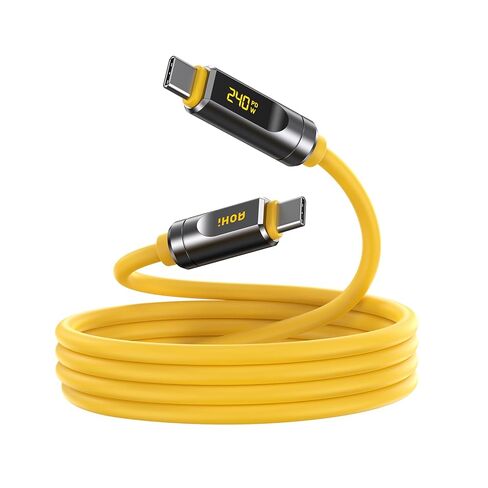 AOHI USB4 2.0 Cable with LED Digital Display 3.3ft, 240W PD3.1 Fast Charging, 80Gbps Data Transfer, Dual 8K Display, The Adonis USB C Cable for MacBook Pro/iPhone 17 Pro Max/Galaxy/SSD/Docking,Yellow in Saudi Arabia