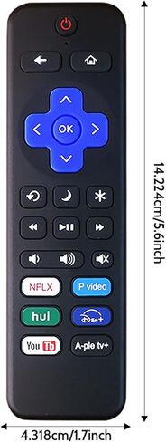 استبدال جهاز التحكم عن بعد لتلفزيون Roku القابل لإعادة الشحن عبر USB-C - جهاز تحكم عن بعد عالمي لتلفزيونات TCL، Hisense، Onn Roku، 6 مفاتيح اختصار، التحكم في مستوى الصوت وكتم الصوت (ليس لعصا/صندوق Roku) in Kuwait