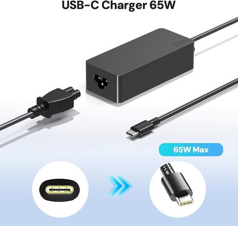 65W USB-C Charger Fit for Acemagic AX15 AX16, Nimo N151 N151S N152 N153 N154 N100 15.6" N171 N171S 17.3" Laptop and More (PD Fast Charging, Total Power Cord Length 10-Feet) in Saudi Arabia