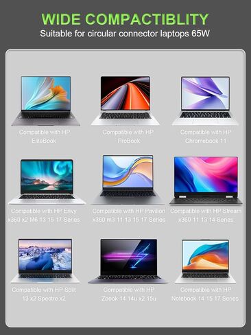 طرف أزرق ذكي 65 وات 45 وات متوافق مع أجهزة الكمبيوتر المحمول HP Envy وElitebook وPavilion وProBook وStream وNotebook وSpecter 13 Chromebook 11 14 Zbook 14u 15u in Saudi Arabia