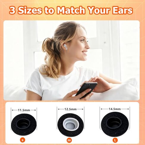 Memory Foam Tips for Newest AirPods Pro 3, No Silicone Eartips Pain, Anti-Slip Replacement Ear Tips, Fit in The Charging Case, Reducing Noise Ear Tips, 3 Pairs (S/M/L, Black) in Kuwait