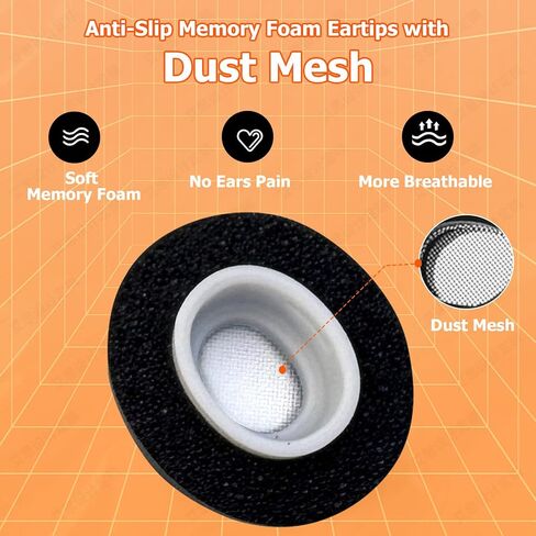 Memory Foam Tips for Newest AirPods Pro 3, No Silicone Eartips Pain, Anti-Slip Replacement Ear Tips, Fit in The Charging Case, Reducing Noise Ear Tips, 3 Pairs (S/M/L, Black) in Kuwait