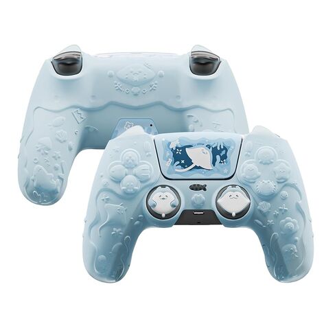 PlayVital for PS5 Controller Cover Skin - Cute Ocean Whisper Series Semi-Clear Silicone Case for PS5 Controller with Thumb Grip & Sticker, Charging Station Compatible, Full Protection - Mint Blue in Saudi Arabia