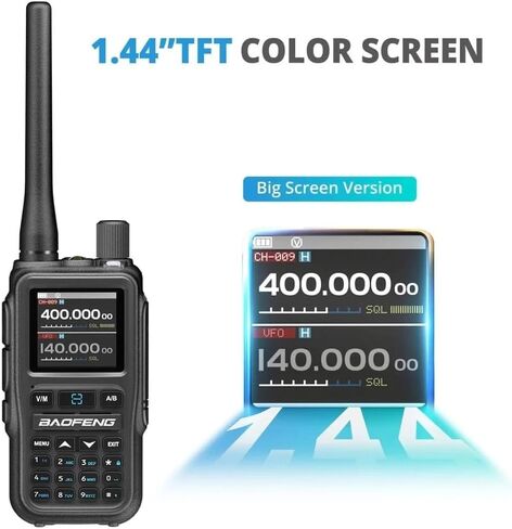 راديو Baofeng UV-5R صغير محمول باليد طويل المدى وراديو ثنائي الاتجاه PTT قابل لإعادة الشحن، أجهزة اتصال لاسلكية طويلة المدى NOAA برمجة تطبيق راديو الطقس 999CH USB-C شحن راديو البقاء 6 حزم in Saudi Arabia