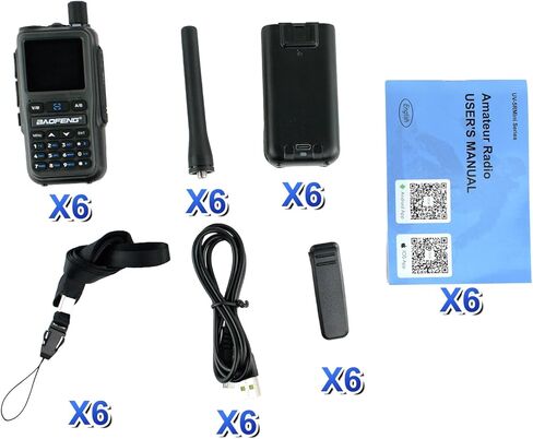 راديو Baofeng UV-5R صغير محمول باليد طويل المدى وراديو ثنائي الاتجاه PTT قابل لإعادة الشحن، أجهزة اتصال لاسلكية طويلة المدى NOAA برمجة تطبيق راديو الطقس 999CH USB-C شحن راديو البقاء 6 حزم in Saudi Arabia