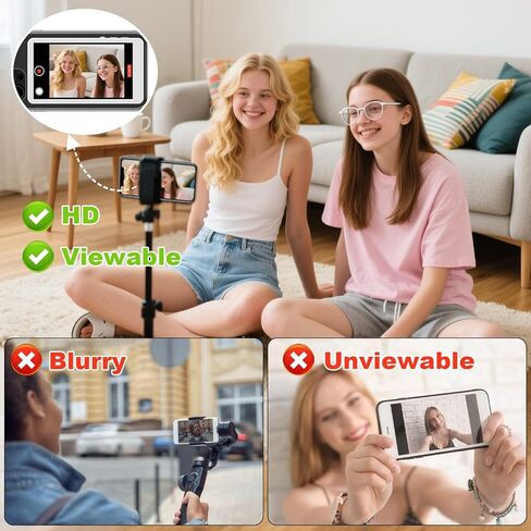 5" Upgraded Phone Vlog Selfie Monitor Screen, Back Camera Monitor with Magnetic Phone Clip, Low Latency, Remote Control, Compatible with iPhone & Android for Live Streaming TikTok in Saudi Arabia