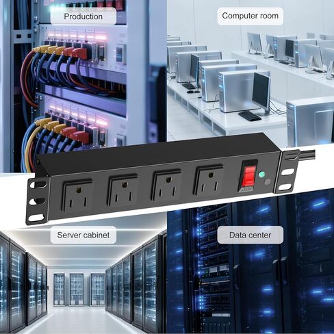 10 inch Rack PDU,4 Outlets Rack Mount PDU Power Strips, 1U Rack Mount,Rack Mount Power Strips for 10'' Mini Server Cabinets/Rack,1200J Surge Protection/15A Overload Switch,6FT 14AWG Extension Cord in Saudi Arabia